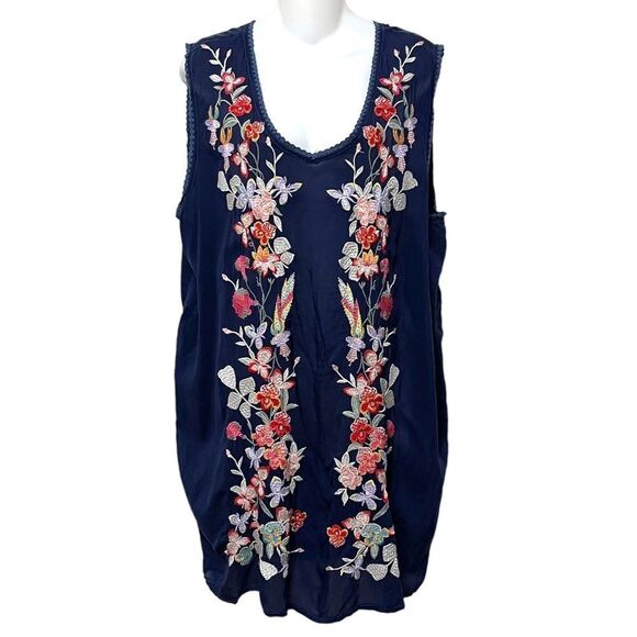 JOHNNY WAS Cattleya Floral Embroidered Long Sleeveless Tunic XL - Picture 2 of 10